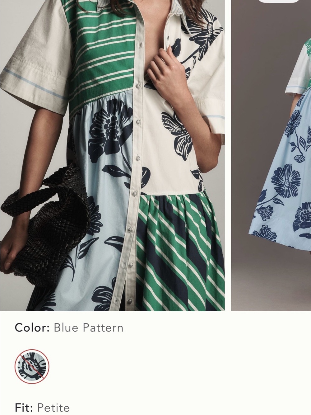 EUC MAEVE ANTHROPOLOGIE BEATRIX MIXED PRINT BUTTON DOWN DRESS. SIZE S PETITE. - Picture 13 of 16